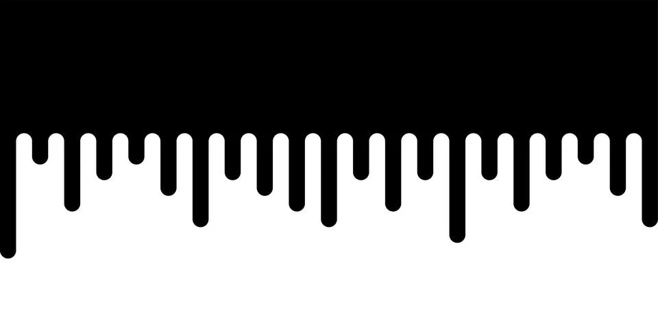 Black paint drip border element with vertical lines on white background Stock Illustration