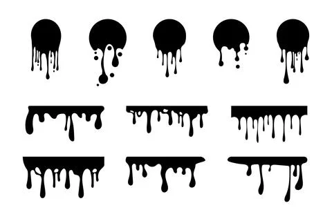 Black paint dripping down a white background creates a striking contrast, f.. Stockillustratie