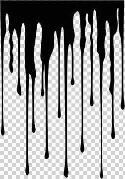 A black paint drips down a white background Stock Photos