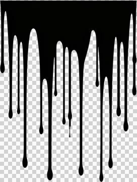 A black paint drips down a white background Stock Photos