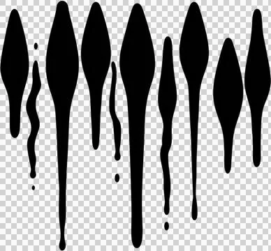 A black paint drips down a white background Stock Photos
