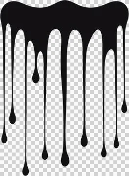 A black paint drips down a white background Stock Photos