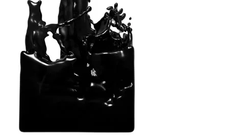 Black paint flow fills up a container slowly. juice Stockbeeldmateriaal 67364892