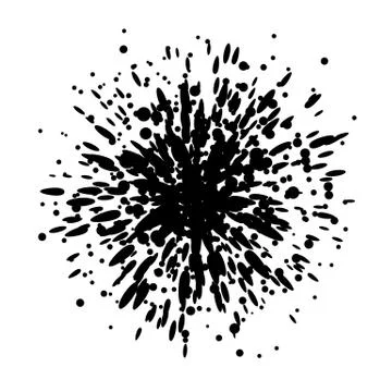 Black paint ink splash explosion painting. Cartoon typographical element Ilustración de archivo