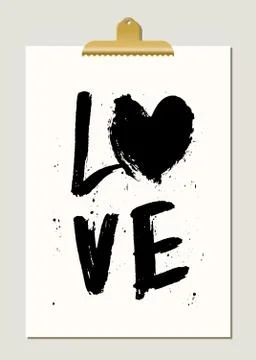 Black Paint Love Poster Stock Illustration