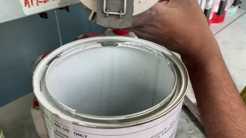 Black paint preparing, black paint matching, black paint mixing Video stock 220179928