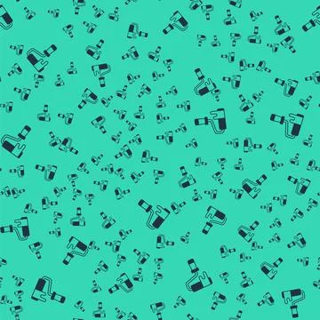 Black Paint roller brush icon isolated seamless pattern on green background Stock Illustration