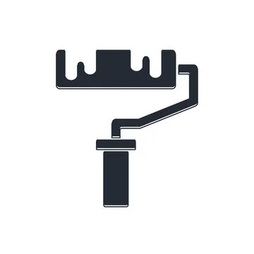Black Paint roller brush icon isolated on white background.  Vector Stock Illustration