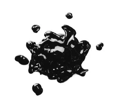 Black paint sample on white background, top view Stock Photos