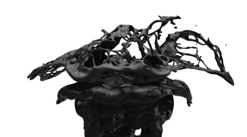 Black paint splash in slow motion, alpha channel included (FULL HD) Video stock 36840174