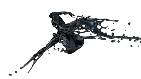 Black paint splashes collide in slow motion, isolated on white (FULL HD) Vidéo 36505205