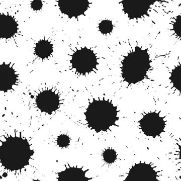 Black paint splashes on white. Seamless pattern Stock Illustration