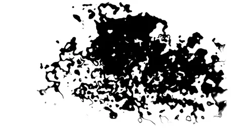 Black Paint Spray Bloom with Liquid Ink Drops and Flowing Wash on White 4K Stock Footage 345268336