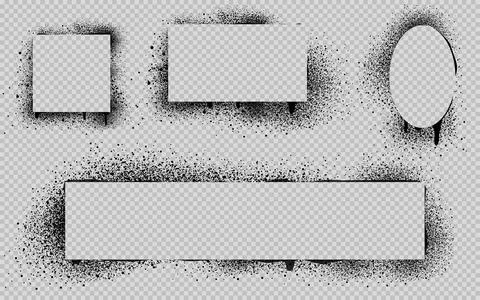 Black paint spray frames, grunge stencil templates Stock Illustration