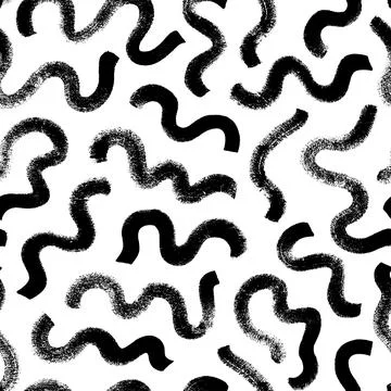 Black paint swirled line vector seamless pattern. Stock Illustration