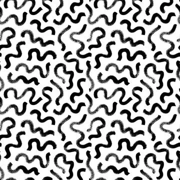Black paint swirled line vector seamless pattern. Stock Illustration