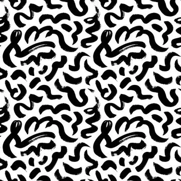 Black paint swirled line vector seamless pattern. Stock Illustration