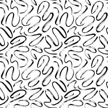 Black paint swirled thin line seamless pattern. Stock Illustration