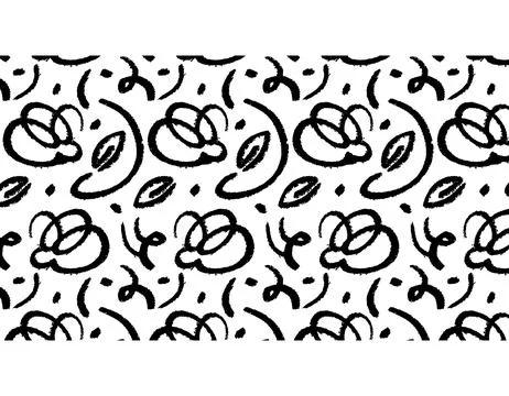 Black paint twisted vector lines seamless pattern on white background. Stock Illustration