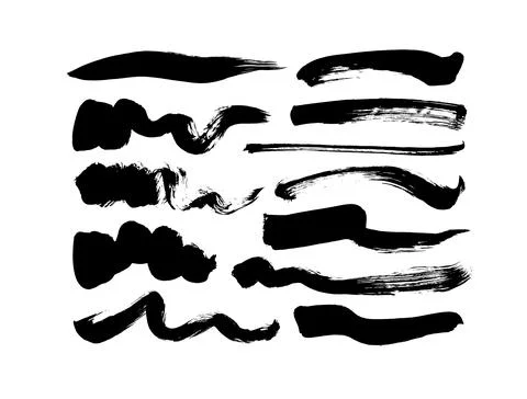 Black paint wavy brush strokes vector collection Stock Illustration