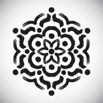 Black Painted Flower Logo Stock Illustration