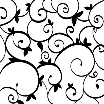 Black Paisley Outline Pattern on White Isolated. Illustration of Ironwork Design Stock Illustration