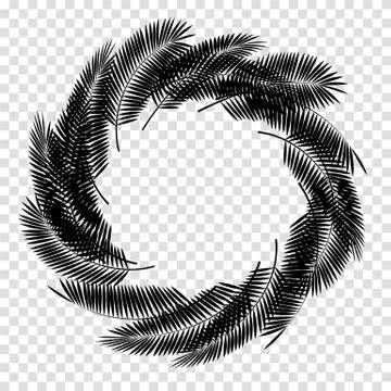 Black Palm Leaf on White Background. Vector Illustration Stock Illustration