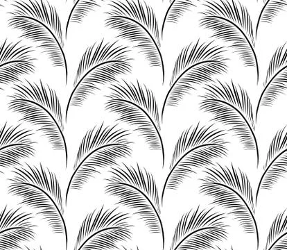 Black palm tree leaves. Vector seamless pattern. Nature organic Stock Illustration