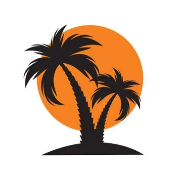 Black  palm tree silhouette. Vector Illustration Stock Illustration