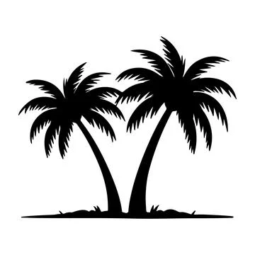 Black Palm Trees Set Isolated On White Background. Palm Silhouettes. Stock Illustration