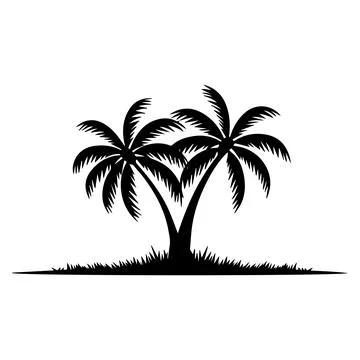 Black Palm Trees Set Isolated On White Background. Palm Silhouettes. Stock Illustration