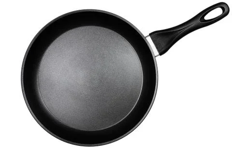 Black pan from top Stock Photos