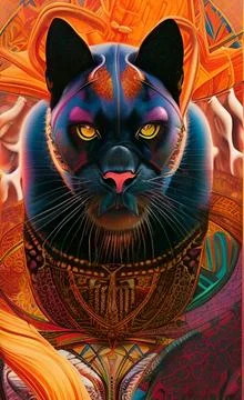 Black panther in abstraction Stock Illustration