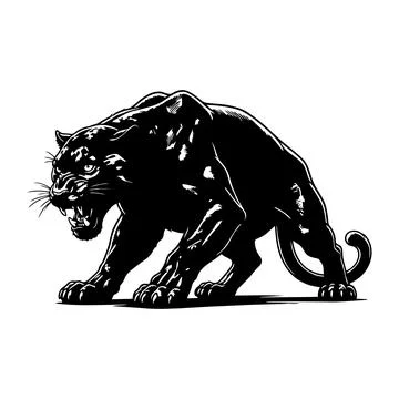 Black panther in aggressive stance Stock Illustration