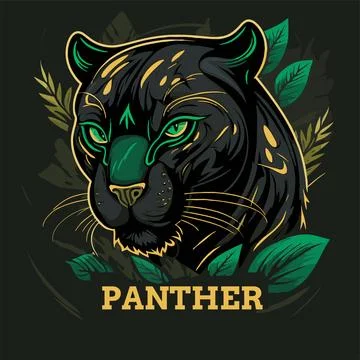 Black Panther face logo mascot icon wild animal character vector logo Stock Illustration