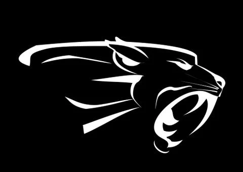 Black panther head, roaring Stock Illustration