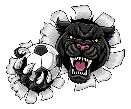 Black Panther Leopard Jaguar Cat Soccer Mascot Stock Illustration