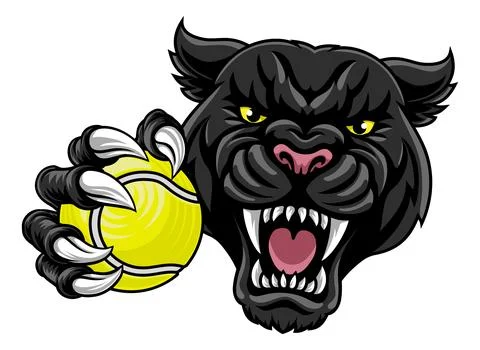 Black Panther Leopard Jaguar Cat Tennis Mascot Stock Illustration
