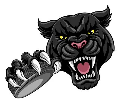 Black Panther Leopard Jaguar Cat Hockey Mascot Stock Illustration