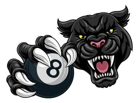 Black Panther Leopard Jaguar Pool Billiards Mascot 库存插图