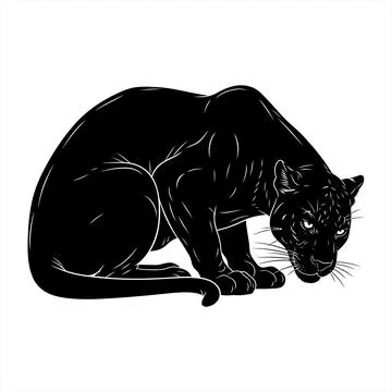 Black panther sitting on with head down vector Stock Illustration