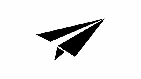 Black Paper Airplane Icon for Send Message and Communication Stock Illustration