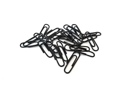 Black paper clips Stock Photos