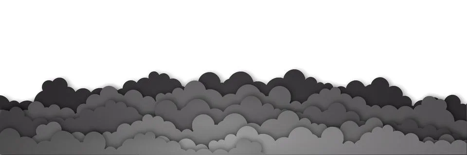 Black paper clouds isolated on white background Stock Photos