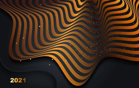 Black paper cut background. Abstract realistic papercut decoration with wavy Stock Illustration