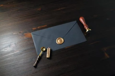 Black paper envelope Stock Photos