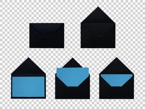 Black paper envelopes showing light blue blank inserts designed for Earth D.. Stock Illustration