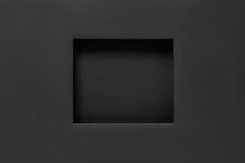 Black paper frame with rectangular recess. Abstract cardboard poster mockup. Stock Photos