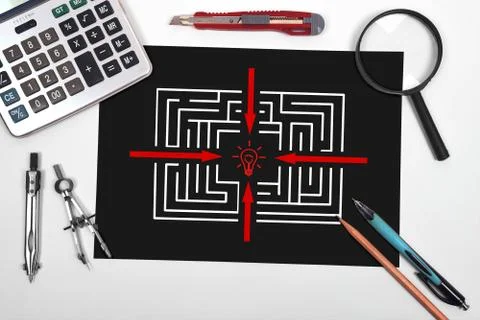 Black paper with maze Stock Illustration