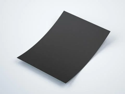 Black paper sheet on white floor. 3d rendering Stock Illustration
